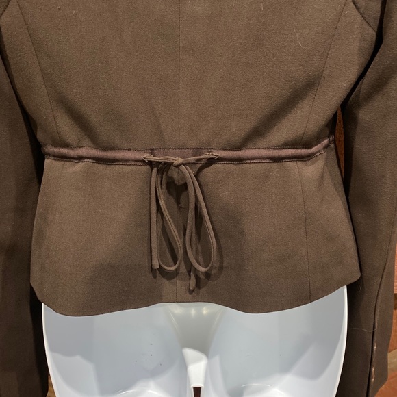 BCBG MAXAZRIA Tuxedo Blazer Brown Tailored Crop Size Small Stretch Lined - Picture 6 of 12